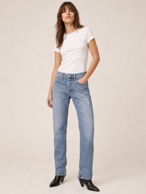Citizens of Humanity Emerson Slim Boyfriend Jeans Light Wash Distressed Grunge